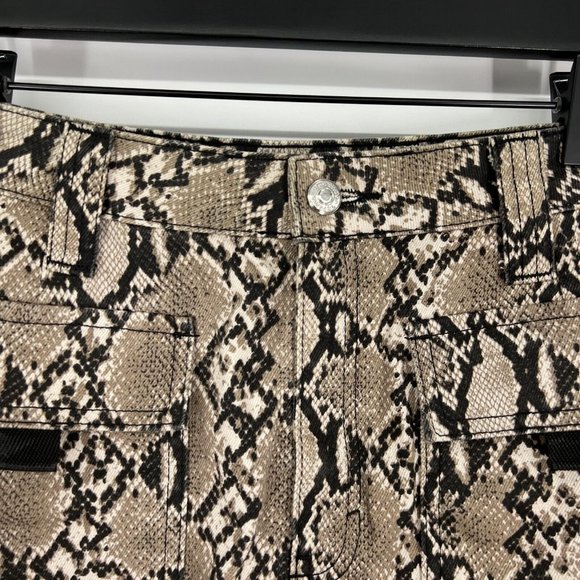Topshop Skirt Snake Print Denim Mini Utility Pocket Brown Black - Picture 4 of 12